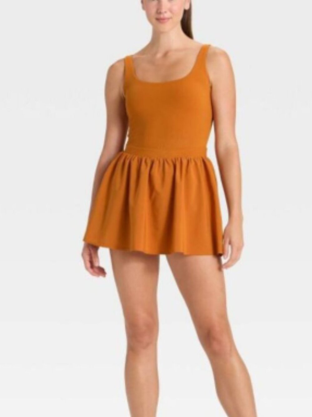 Girls Orange Sleeveless Fit & Flare Dress